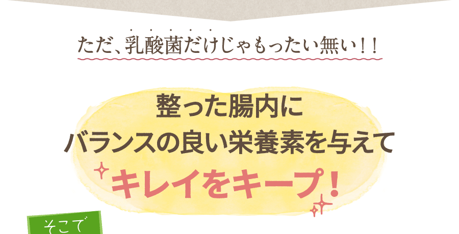 ただ、乳酸菌だけじゃもったいない